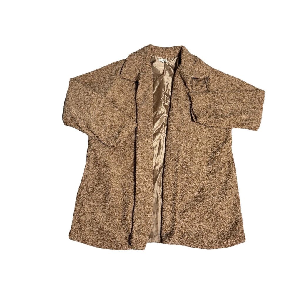 Kate & Sam Women's‎ 2XL Faux Fur Boucle Coat Camel Soft Teddy Bear Brown Jacket